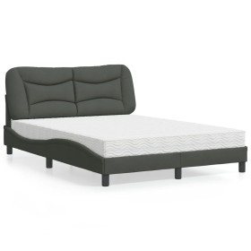 Cama con colchón tela gris oscuro 140x190 cm de vidaXL, Camas y somieres - Ref: Foro24-3208528, Precio: 419,11 €, Descuento: %