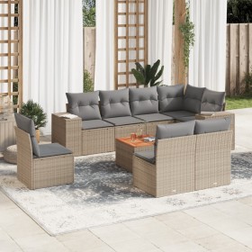 Set de sofás de jardín 9 pzas con cojines ratán sintético beige en Conjuntos de jardín | Comprar online en Foru.es