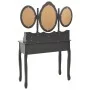 Tocador con taburete y espejo triple plegable gris de vidaXL, Tocadores para dormitorios - Ref: Foro24-289329, Precio: 212,86...