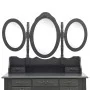 Tocador con taburete y espejo triple plegable gris de vidaXL, Tocadores para dormitorios - Ref: Foro24-289329, Precio: 212,86...