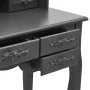 Tocador con taburete y espejo triple plegable gris de vidaXL, Tocadores para dormitorios - Ref: Foro24-289329, Precio: 212,86...
