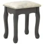 Tocador con taburete y espejo triple plegable gris de vidaXL, Tocadores para dormitorios - Ref: Foro24-289329, Precio: 212,86...