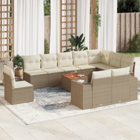 Set de sofás de jardín 11pzas con cojines ratán sintético beige en Conjuntos de jardín | Comprar online en Foru.es