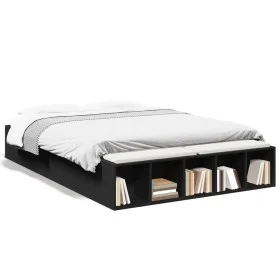 Estructura de cama madera de ingeniería negra 120x190 cm de vidaXL, Camas y somieres - Ref: Foro24-3280595, Precio: 128,43 €,...