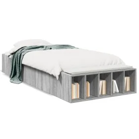 Sonoma gray engineered wood bed frame 90x200 cm by vidaXL, Beds and slatted bases - Ref: Foro24-3280613, Price: 108,00 €, Dis...