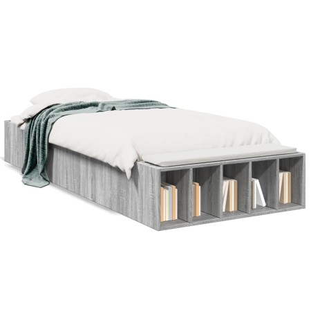 Estructura de cama madera de ingeniería gris Sonoma 90x200 cm de vidaXL, Camas y somieres - Ref: Foro24-3280613, Precio: 109,...