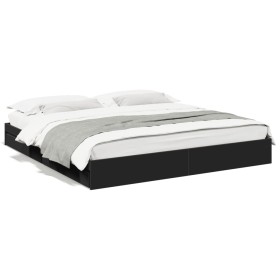 Estructura cama con cajones madera ingeniería negra 200x200 cm de vidaXL, Camas y somieres - Ref: Foro24-3280630, Precio: 189...