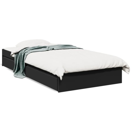 Cama con cajones madera de ingeniería negro 100x200 cm de vidaXL, Camas y somieres - Ref: Foro24-3280672, Precio: 136,08 €, D...