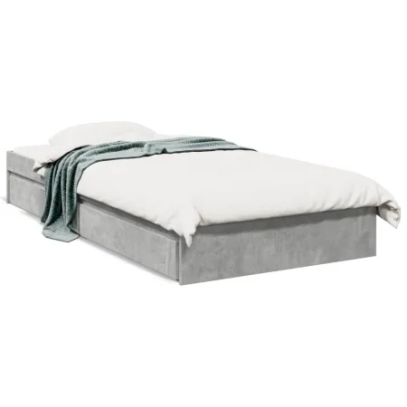 Concrete gray engineered wood bed with drawers 90x190 cm by vidaXL, Beds and slatted bases - Ref: Foro24-3280709, Price: 134,...