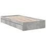 Concrete gray engineered wood bed with drawers 90x190 cm by vidaXL, Beds and slatted bases - Ref: Foro24-3280709, Price: 134,...