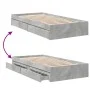 Concrete gray engineered wood bed with drawers 90x190 cm by vidaXL, Beds and slatted bases - Ref: Foro24-3280709, Price: 134,...