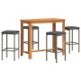 Mesa y taburetes de jardín 5 pzas madera acacia ratán PE gris de vidaXL, Conjuntos de jardín - Ref: Foro24-3295284, Precio: 3...