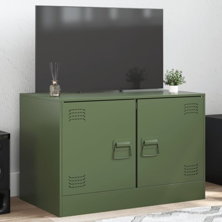 Mueble para TV de acero verde oliva 67x39x44 cm de vidaXL, Muebles TV - Ref: Foro24-841639, Precio: 61,71 €, Descuento: %