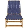 Tumbona de madera maciza de acacia y tela azul oscuro de vidaXL, Tumbonas - Ref: Foro24-366509, Precio: 119,12 €, Descuento: %