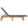 Tumbona de madera maciza de acacia y tela azul oscuro de vidaXL, Tumbonas - Ref: Foro24-366509, Precio: 119,12 €, Descuento: %