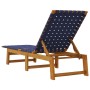 Tumbona de madera maciza de acacia y tela azul oscuro de vidaXL, Tumbonas - Ref: Foro24-366509, Precio: 127,23 €, Descuento: %