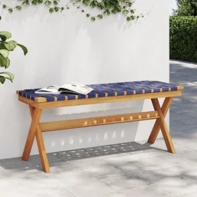 Banco de jardín madera maciza de acacia y tela azul oscuro de vidaXL, Bancos de jardín - Ref: Foro24-366516, Precio: 57,54 €,...