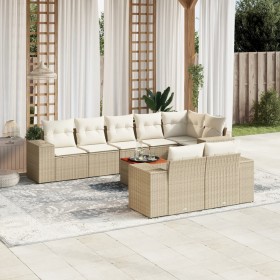 Set de sofás de jardín 9 pzas con cojines ratán sintético beige en Conjuntos de jardín | Comprar online en Foru.es