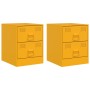 Mesitas de noche 2 unidades acero amarillo 34,5x39x44 cm de vidaXL, Mesitas de noche - Ref: Foro24-841626, Precio: 93,41 €, D...
