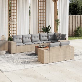 Set de sofás de jardín 9 pzas con cojines ratán sintético beige en Conjuntos de jardín | Comprar online en Foru.es