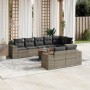 Set de muebles de jardín 9 pzas y cojines ratán sintético gris en Conjuntos de jardín | Comprar online en Foru.es