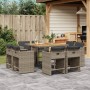 Set comedor jardín 9 pzas y cojines ratán sintético gris de vidaXL, Conjuntos de jardín - Ref: Foro24-3277969, Precio: 457,22...