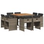 Set comedor jardín 9 pzas y cojines ratán sintético gris de vidaXL, Conjuntos de jardín - Ref: Foro24-3277969, Precio: 457,22...