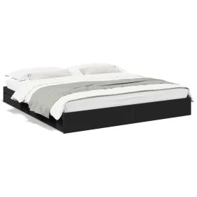 Estructura cama con cajones madera ingeniería negra 180x200 cm de vidaXL, Camas y somieres - Ref: Foro24-3280637, Precio: 168...
