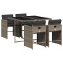 Set comedor de jardín 5 piezas con cojines ratán sintético gris de vidaXL, Conjuntos de jardín - Ref: Foro24-3277843, Precio:...