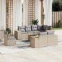 Set de sofás de jardín 9 pzas con cojines ratán sintético beige en Conjuntos de jardín | Comprar online en Foru.es