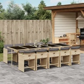 Garten-Essgruppe 11-teilig mit Kissen aus synthetischem Rattan in Beige. von vidaXL, Gartensets - Ref: Foro24-3277883, Preis:...