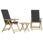 Juego bistró plegable con cojines 3 pzas bambú gris oscuro de vidaXL, Conjuntos de jardín - Ref: Foro24-3208932, Precio: 246,...