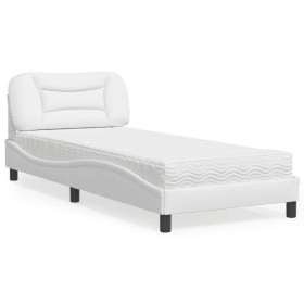 Cama con colchón cuero sintético blanco 90x200 cm de vidaXL, Camas y somieres - Ref: Foro24-3208697, Precio: 295,57 €, Descue...