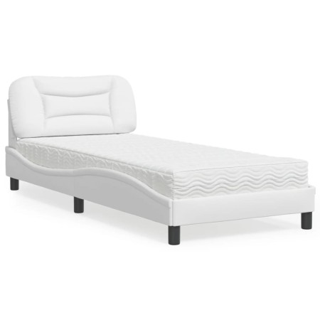 Cama con colchón cuero sintético blanco 90x200 cm de vidaXL, Camas y somieres - Ref: Foro24-3208697, Precio: 295,57 €, Descue...