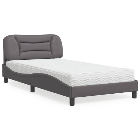 Cama con colchón cuero sintético gris 100x200 cm de vidaXL, Camas y somieres - Ref: Foro24-3208706, Precio: 287,85 €, Descuen...