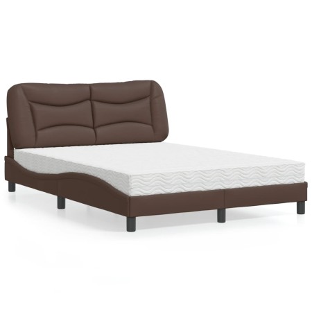 Cama con colchón cuero sintético marrón 120x200 cm de vidaXL, Camas y somieres - Ref: Foro24-3208712, Precio: 385,01 €, Descu...