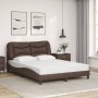 Cama con colchón cuero sintético marrón 120x200 cm de vidaXL, Camas y somieres - Ref: Foro24-3208712, Precio: 385,01 €, Descu...