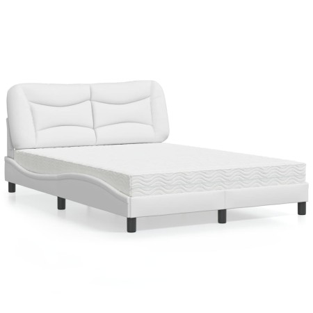 Cama con colchón cuero sintético blanco 140x200 cm de vidaXL, Camas y somieres - Ref: Foro24-3208725, Precio: 429,59 €, Descu...