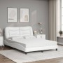 Cama con colchón cuero sintético blanco 140x200 cm de vidaXL, Camas y somieres - Ref: Foro24-3208725, Precio: 429,59 €, Descu...