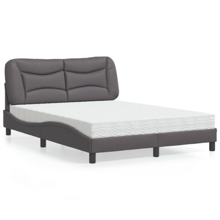 Cama con colchón cuero sintético gris 140x200 cm de vidaXL, Camas y somieres - Ref: Foro24-3208727, Precio: 412,85 €, Descuen...