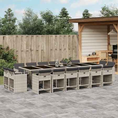 Set comedor jardín y cojines 17 pzas ratán sintético gris claro de vidaXL, Conjuntos de jardín - Ref: Foro24-3278014, Precio:...