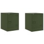 Mesitas de noche 2 unidades acero verde oliva 34,5x39x44 cm de vidaXL, Mesitas de noche - Ref: Foro24-841616, Precio: 64,24 €...