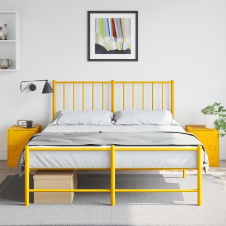 Mesitas de noche 2 uds acero amarillo mostaza 34,5x39x44 cm de vidaXL, Mesitas de noche - Ref: Foro24-841614, Precio: 71,28 €...