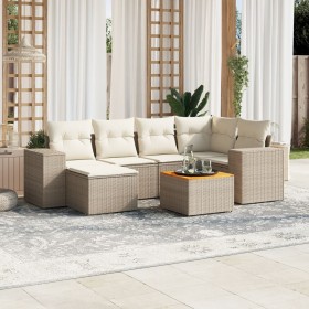 Set sofás de jardín 7 piezas y cojines ratán sintético beige en Conjuntos de jardín | Comprar online en Foru.es