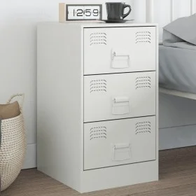 Mesita de noche acero blanco 34,5x39x62 cm de vidaXL, Mesitas de noche - Ref: Foro24-841785, Precio: 77,85 €, Descuento: %