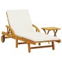 Tumbona con cojín y mesa madera maciza de acacia de vidaXL, Tumbonas - Ref: Foro24-3206362, Precio: 268,80 €, Descuento: %