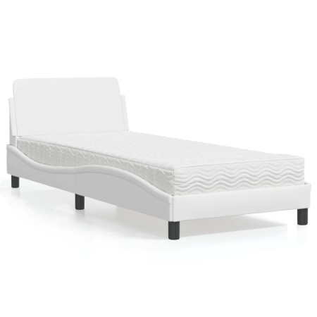 Cama con colchón cuero sintético blanco 90x200 cm de vidaXL, Camas y somieres - Ref: Foro24-3208338, Precio: 238,79 €, Descue...