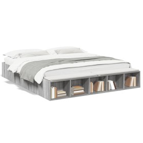 Estructura de cama madera de ingeniería gris Sonoma 180x200 cm de vidaXL, Camas y somieres - Ref: Foro24-3280550, Precio: 151...