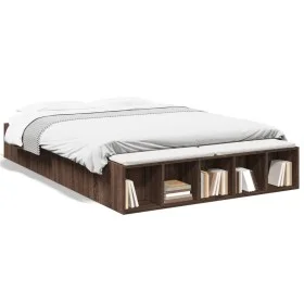 Estructura de cama madera de ingeniería marrón roble 150x200 cm de vidaXL, Camas y somieres - Ref: Foro24-3280565, Precio: 17...