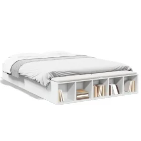 White engineered wood bed frame 150x200 cm by vidaXL, Beds and slatted bases - Ref: Foro24-3280559, Price: 143,86 €, Discount: %